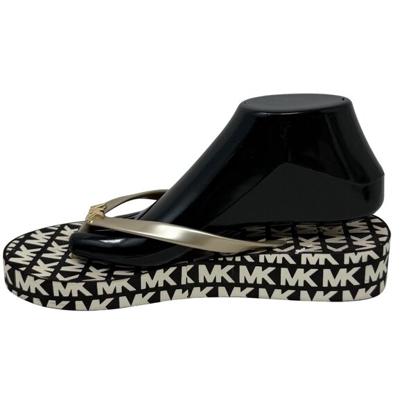 Michael Kors Bedford Glam Womens Flip-Flops Sandals Brown Logo Wedge Jelly 10 - Picture 4 of 13